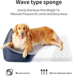 Orthopedic Dog Beds for Medium Dogs, Durable Egg Crate Foam Sofa Dog Bed wit Washable Removable Cover,Waterproof Lining,Pet Bed for Large Dogs (Navy Blue-Velvet, 39.4" L x 31.5" W x 7.4" Th)