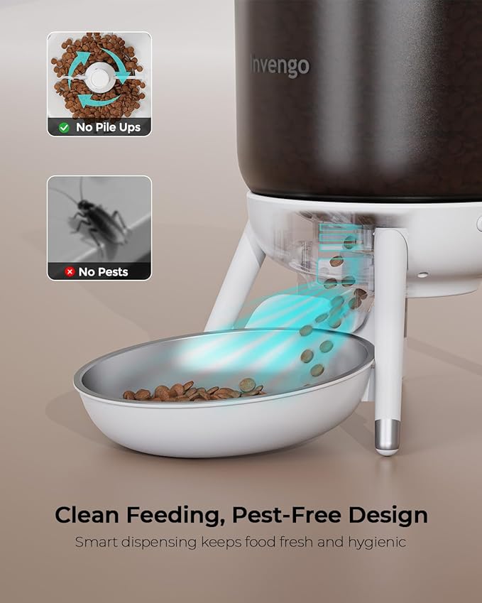 MeowServe B10 Automatic Cat Feeder, 3L Timed Pet Feeder with One-Touch Top Button Feeding, Dual Power, Anti-Bug Design, Visible Hopper, Up to 6 Meals Daily for Cats and Small Dogs