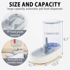 kathson Automatic Replenish Dog Food Dispenser Station,Easily Clean,1 Gallon Gravity Feeder Cat Eating Bowl,Large Capacity Pet Self Feeding for Dogs, Cats Small Pets Puppy Kitten Rabbit Bunny