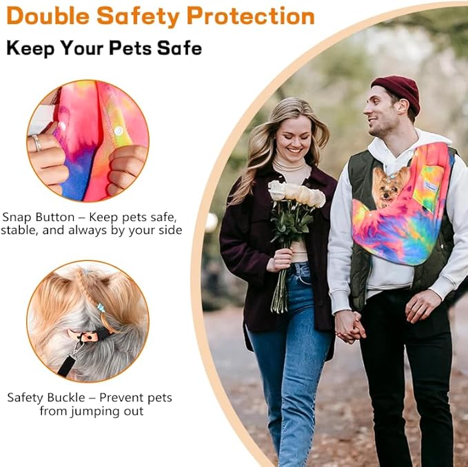 Dog Sling Carrier - Dog Sling for Small Dogs up to 10 lbs, Dog Carrier Sling with Adjustable Safety Strap & Buckle,Portable Dog Slings for Travel, Hands Free Cat Sling (Fruits)