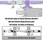 Personalized Safety Elastic Cat Collars with Bell Soft Silicone Cover for Air Tag,Laser Customized Stretch Kitten Collars for Girls Boys Cats (Purple)