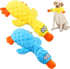 Quack-Quack Duck Dog Toy,Durable Plush Chew Toy with Sounds,Stuffed Plush Calming Duck Dog Toy for Indoor Puppies and Senior Pups (A-Yellow+Blue, Small)