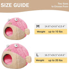 Cat Beds for Indoor Cats - Cat Bed Cave with Removable Washable Cushioned Pillow, Soft Plush Premium Cotton No Deformation Pet Bed, Lively Pufferfish cat House Design, Pink, Multiple Sizes