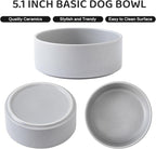 Elevated Ceramic Dog Bowl Set - Raised Dog Bowls with Non Slip Bamboo Stand, Food and Water Bowl Set for Kitty, Cats and Toy Breed Dogs, Pet Bowls, Weighted Dogs Dishes (5.1'', 2*16OZ, Grey)