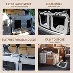 Extra Large Cat Carrier Soft Sided, Portable Small Dog Carrier for 2 Cats, 24"x16.5"x16" Car Travel Folding Comfortable Design with Litter Box and Bowls, Grey-2+ Litter Box+ Bowl*2