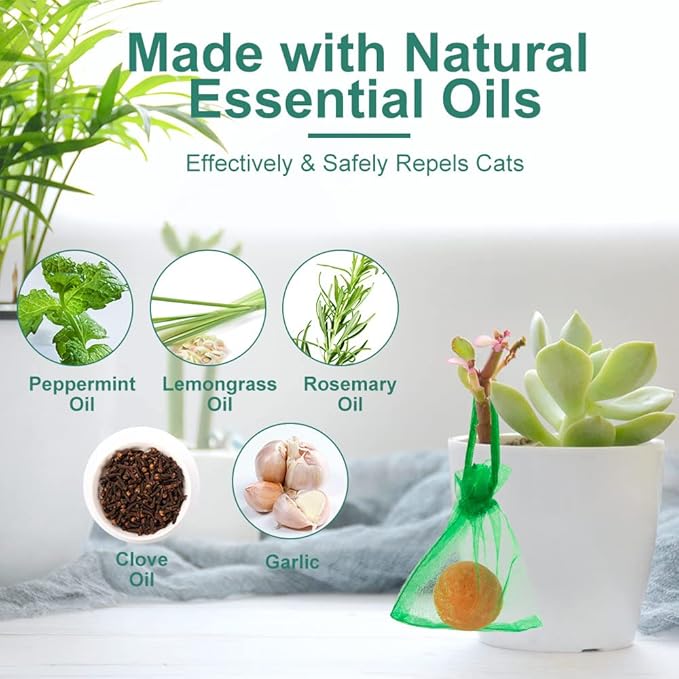 10 Pack Cat Repellent Outdoor to Keep Cats Away, Cat Deterrent Indoor Powered by Peppermint & Lemongrass Oils Safe for Pets & Children, Keeps Cats Out of Furniture, Plants, Specific Areas Effectively