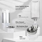 Sfozstra Large Dog Water Dispenser: 9L Automatic White Water Feeder with Stainless Steel Bowl - with Filter - Gravity Design for Multiple Pets Indoor/Outdoor