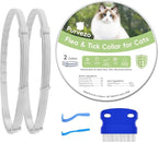 Flea and Tick Collar for Cats,12-Month Protection, Natural Ingredients, Waterproof & Adjustable,Includes Flea Comb & Tick Removal Tool,2 Pack