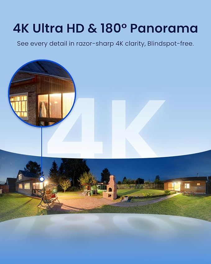 REOLINK Elite Floodlight WiFi, 4K 8MP 180° Panoramic Wired Floodlight Camera, Adjustable 3000 Lumens, Local AI Video Search, Dual-Band Wi-Fi 6, 24/7 Recording, No Monthly Fees, 100~240V AC Hardwired