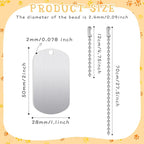 20 Pieces Military Dog Tags Set Including 10 Stainless Steel Army Blank Dog Tags 10 Steel Chains Personalized Pet Oval Pendant Necklaces for Stamping Engraving DIY Halloween Craft(Silver)