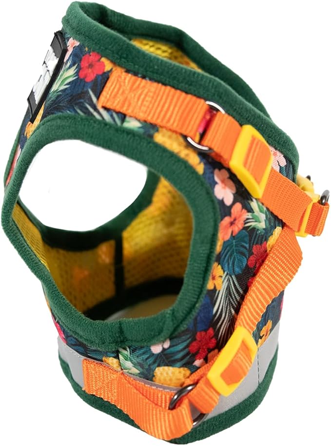 Travel Cat Harness and Leash Set - Adjustable Fit Mesh Cat Harness and Reflective Strap - Comfort Walking Vest for Kitten for Outdoor Walking, Hiking (Small, Hawaiian)