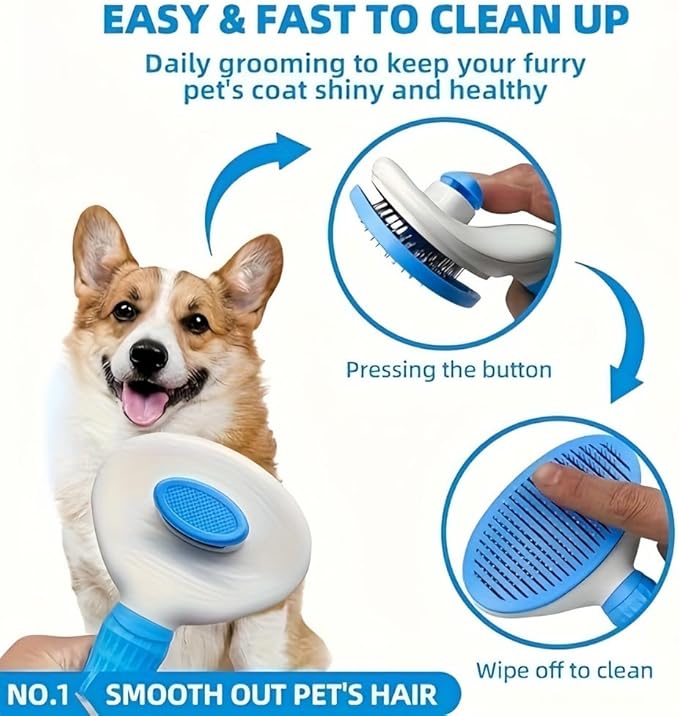 Cat Brush Self Cleaning, Ergonomic Handle,Slicker Cat Brush with Release Button,Tool Suitable for Cats and Dogs Pet Hair Cleaner, Easy to Remove Loose Undercoat ﻿ ﻿