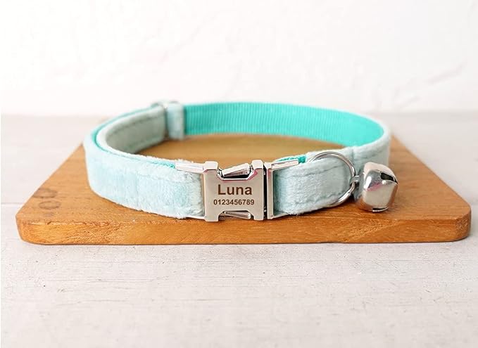 Cat Collar Personalized with Name Phone Number Engraved,Customized with Bell for Small Dogs Puppy Kitten