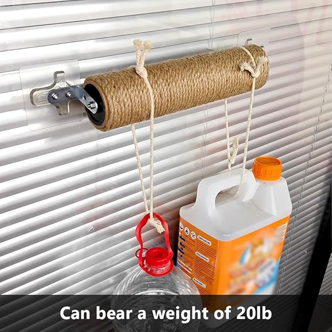 La La Pet® 3 Pack Punch Free Glass Wall Mount Cat Scratching Post Sisal Cat Scratcher Post Cat Wall Climbing Scratcher Cat Wall Furniture Cat Claw Scratcher for Indoor