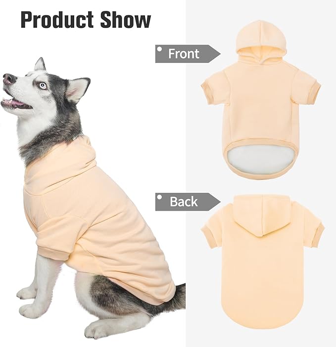 BINGPET Dog Hoodies - Fleece Lined Fall Dog Puppy Sweatshirt Soft Warm Sweater Winter Hooded Clothes for Small Medium Large Dogs & Cats