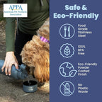 Dog Water Bottle for Dog Lovers - 32 oz Stainless Steel Double Wall Insulated Water Bottle with 8 oz Detachable Bowl on Bottom- Ideal Doggy Lover Gift for Hiking, Walking, Travel - “Love Smoky Grey