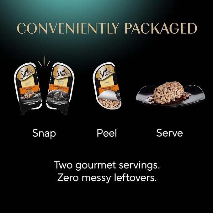 Sheba Perfect Portions Wet Cat Food Cuts in Gravy, Roasted Chicken Entree, with Sustainable Salmon, and with Sustainable Tuna, 2.6 oz. Twin-Pack Trays (18 Count, 36 Servings) (Pack of 2)