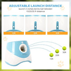 FAHKNS Automatic Dog Ball Launcher for Small Dogs, Indoor/Outdoor Interactive Dog Toy,USB Rechargeable Ball Thrower,10-30 Ft,Includes 15 Mini Tennis Balls,Blue