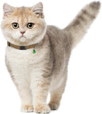 Breakaway Cat Collar Leather with Removable Bell - 13 Colors Available - Soft Adjustable Girl Boy Safety Lightweight Pet Kitten Collars Pink Brown Blue Green Red Orange Black (Black)