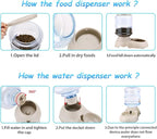 2 Pack Automatic Cat Feeder and Water Dispenser in Set Gravity Food Feeder and Waterer Pet Food Bowl for Small Medium Dog Pets Puppy Kitten Big Capacity 1 Gallon x 2 (Pink)