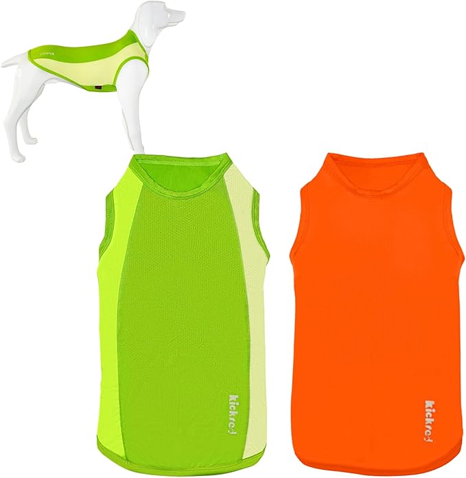 2 Pack Dog Shirts, Breathable Mesh Dog Clothes Pet Sleeveless Vest, Lightweight Stretchy Tank Top T-Shirts for Large Dogs, L