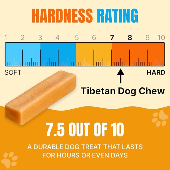 Tibetan Dog Chew Yak Cheese Sticks for Aggressive Chewers | Natural, Long Lasting & Easy to Digest with No Additives, Rawhide, Grains, or Gluten | 2 Medium, 2 Large & 1 Extra Large Chew, Mix Pack 1lb