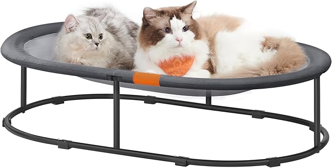 Feandrea Pet Bed, Cat Hammock, Elevated Cat Bed for Multiple Cats, with Removable Washable Mesh, for Pets up to 40 lb, Oval, Gray UPCB003G01