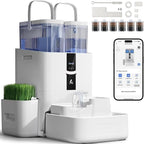 Automatic Cat Water Fountain 10L/338oz Self Filling and Cleaning, Pet Water Dispenser with Filter System for Dogs, 5G Wi-Fi Smart Bowl Wastewater Separation & No Slimy with Quiet Pumps