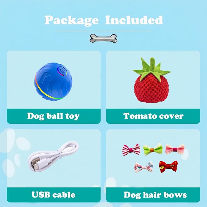 Interactive Dog Toys Dog balls, Automatic Moving Bouncing Rotating Interactive Dog Ball, Durable Motion Activated Automatic Rolling Ball Toys for Puppy Small Medium Large Dogs, Anti Boredom Dog Toys