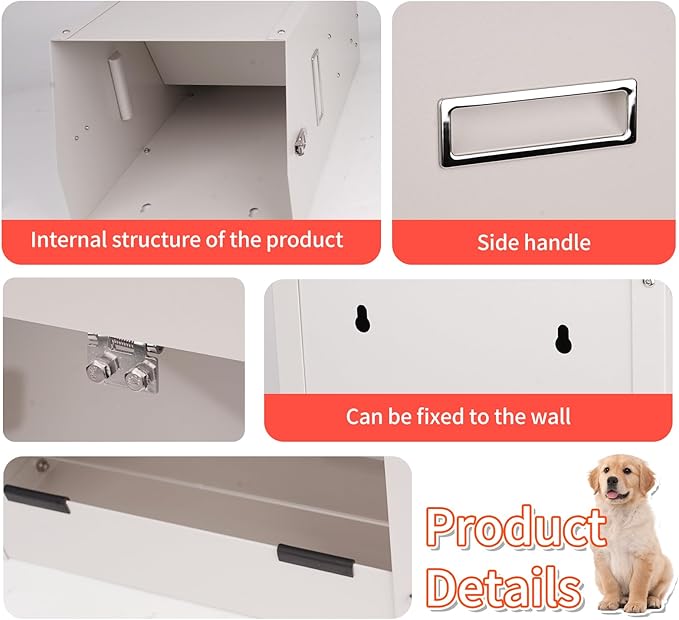 Large Automatic Dogs Feeder with Handle, 25 Lbs Indoor and Outdoor Gravity Dog Food Dispenser Container for Large Breed, 11.5'' L X 9.8'' W X 23'' H Hanging Auto Feeder
