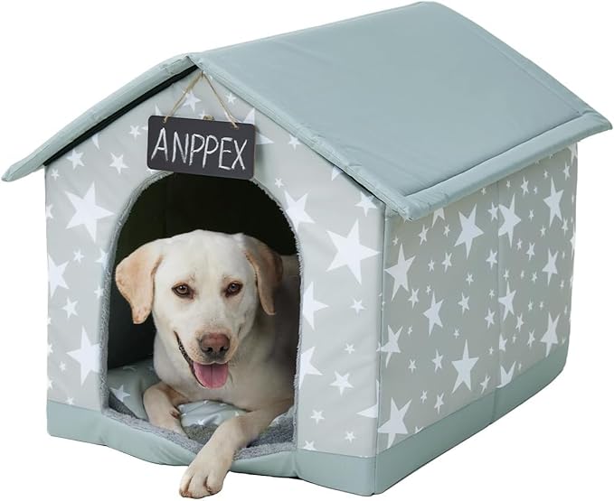 ANPPEX Large Dog House Indoor,2XL Size Indoor Dog House for Large and Medium Dogs,Covered Dog Bed with Cushion,Gray