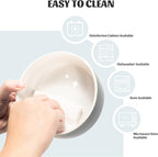 SPUNKYJUNKY 15° Slanted Ceramic Dog and Cat Bowl with Wooden Stand, Tilted Bulldog Food and Water Bowl No Slip Non-Spill for Cats Medium Dogs Big Face Pets 28.7 OZ (3.6 Cups, White-Grey × 2)