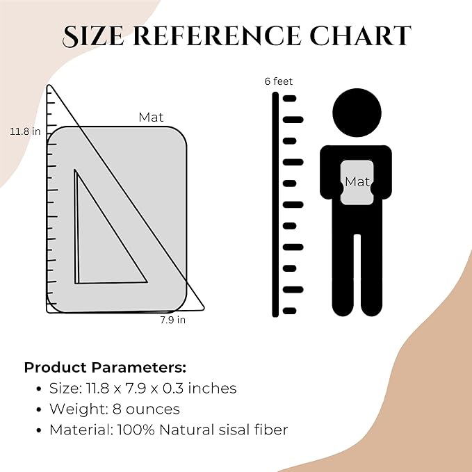 Boho Sisal Cat Scratcher Mat with Hook and Loop Strips (Scratch Protector for Carpet, Sofa, Wall and Furniture), Durable and Shedding-Resistant Surface (Mini 2-Pack, Fishbone)