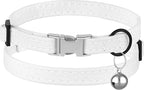 Leather Cat Collar with Buckle and Removable Bell - Non Breakaway Adjustable Soft Safety Small Pet Collars for Girl Boy Cats Kitten (White)