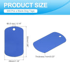 MECCANIXITY Blank Dog Tags Rectangle Blank Aluminum Blank Keychains Laser Engraving Blanks ID Name Tag Metal Personalized Pet Tags for DIY Crafts Blue, 300 Pack