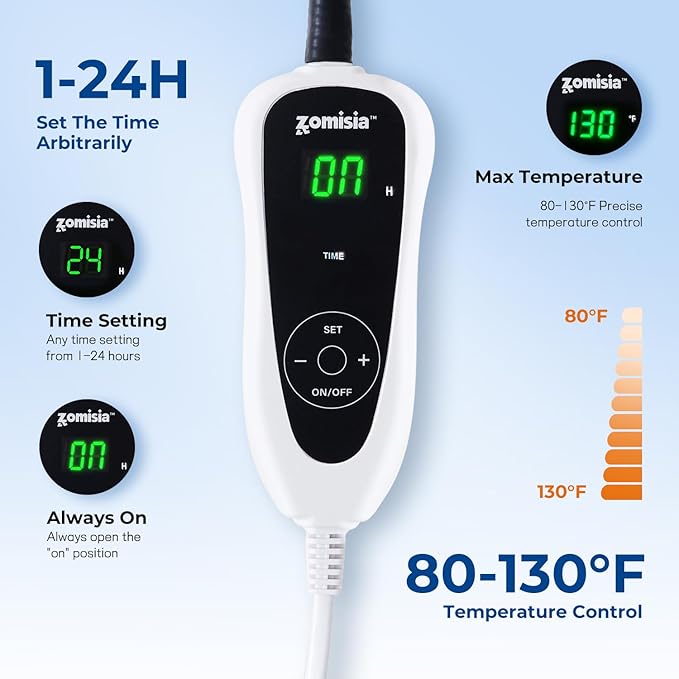 Pet Heating Pad - 11 Adjustable Temperature and 25 Timer Options, Heated Cat Bed Indoor Waterproof with Chew-Resistant Cord for Small Dogs, 18x18 Inch