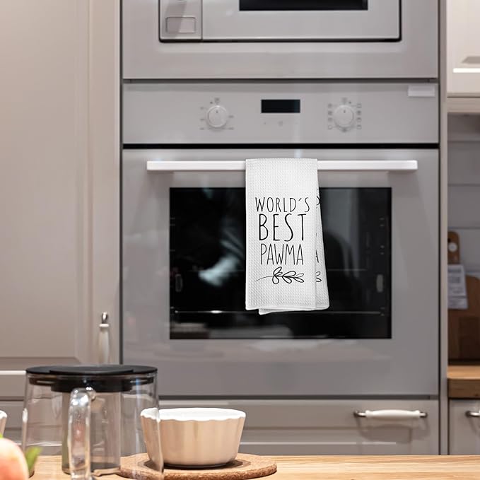 World's Best Pawma Kitchen Towels, Dog Pawma Gifts for Dog Dad Dog Owner Dog Lovers, Dog Grandma Gifts from Children, Pawma Mother's Day Birthday Gifts Tea Towels Kitchen Hand Towels 16x24 Inch