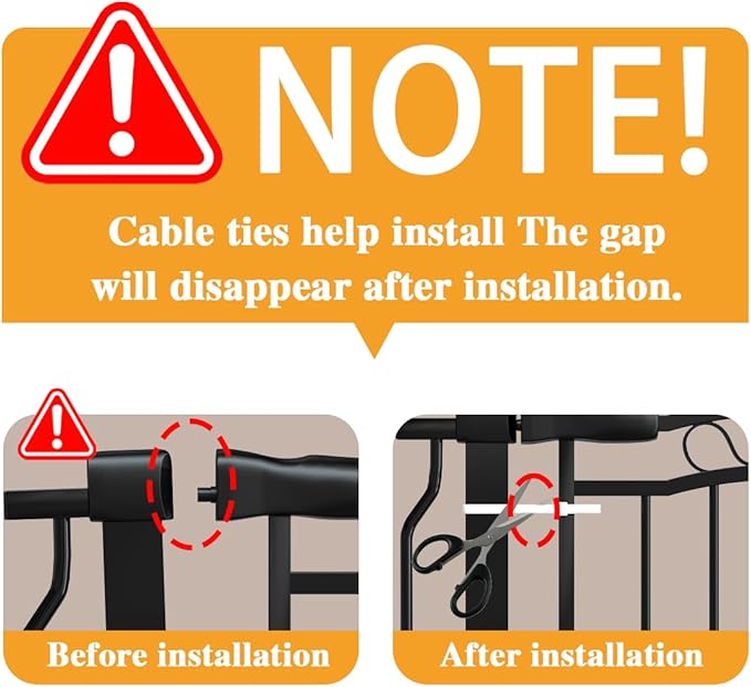 29.53"-33.85" Mornyray Auto-Close Baby Gate Extra Wide, Pressure Mounted Dog & Pet Gate for Stairs Doorways, No Drill Safety Barrier with Lace Design, Metal Child Proof Gate Indoor Outdoor, Black