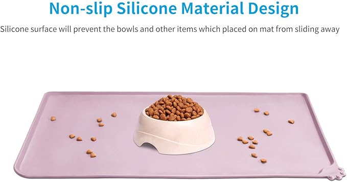 AUDWUD Silicone Waterproof Pet Feeding Mats,Anti Slip Bowl Pad,Dog Mat for Food and Water