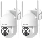 2K Security Cameras Outdoor, 360°Pan-Tilt View 2.4G/5G WiFi Security Camera with Motion Tracking, Spotlight & Siren, 2-Way Audio, Full Color Night Vision, Waterproof (2 Pack)