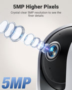 MUBVIEW Pan/Tilt Cameras for Home Security Indoor, 5MP Pet/Cat/Dog Camera with Phone App, 2.4/5 GHz WiFi Baby Monitor, Indoor Cam, Night Vision, 7X24 Record, 2-Way Audio, Motion Tracking, 2-Pack