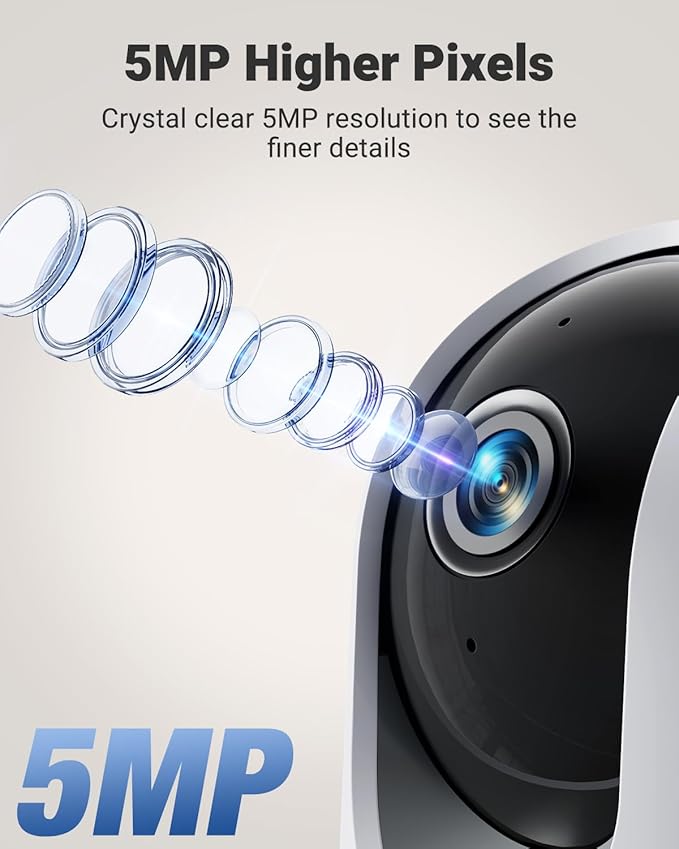 MUBVIEW 5MP Indoor Security Camera, 5/2.4G WiFi Cameras for Home Security, Pet/Dog/Baby Camera with Phone app, Plug-in, 2-Way Audio, Night Vision, Motion Detection, Auto Tracking, 4-Pack