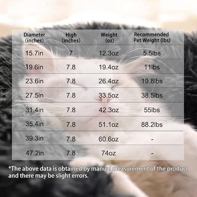 Cat Beds for Indoor Cats, Dog Bed, Cat Bed, Machine Washable, Fluffy Round Pet Bed Non-Slip, Autumn and Winter Warmth, Cuddler Cushion Self Warming (Gradient Brown, 24 inch)