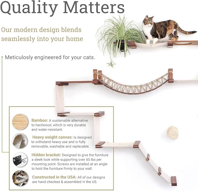 Catastrophic Creations Floating Cat Scratching Post, Hand-Crafted Sisal Cat Scratcher Post, Wall Cat Shelves & Scratching Posts for Indoor Cats, Durable & Modern Cat Furniture (3 Pc)