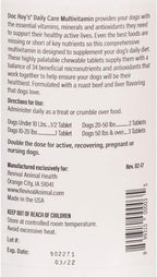 Doc Roy's Daily Care Multivitamin with Minerals for Dogs- Canine Daily Health Supplement- 365 ct Tablets