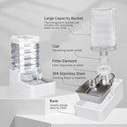 Automatic Dog and Cat Dispenser: 8L White Gravity Feeder with Stainless Steel Bowl - BPA-Free - No Spill Design for Cats and Dogs - Indoor and Outdoor Hydration