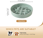 Ceramic 8.2 inch Dog Bowl Slow Feeder, Slow Pet Food Dish for Medium and Large Dog, Stop Bloat, Preventing Choking(Single Bowl, Light Green)