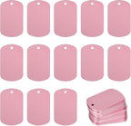 MECCANIXITY Blank Dog Tags Rectangle Blank Aluminum Blank Keychains Laser Engraving Blanks ID Name Tag Metal Personalized Pet Tags for DIY Crafts Pink, 300 Pack