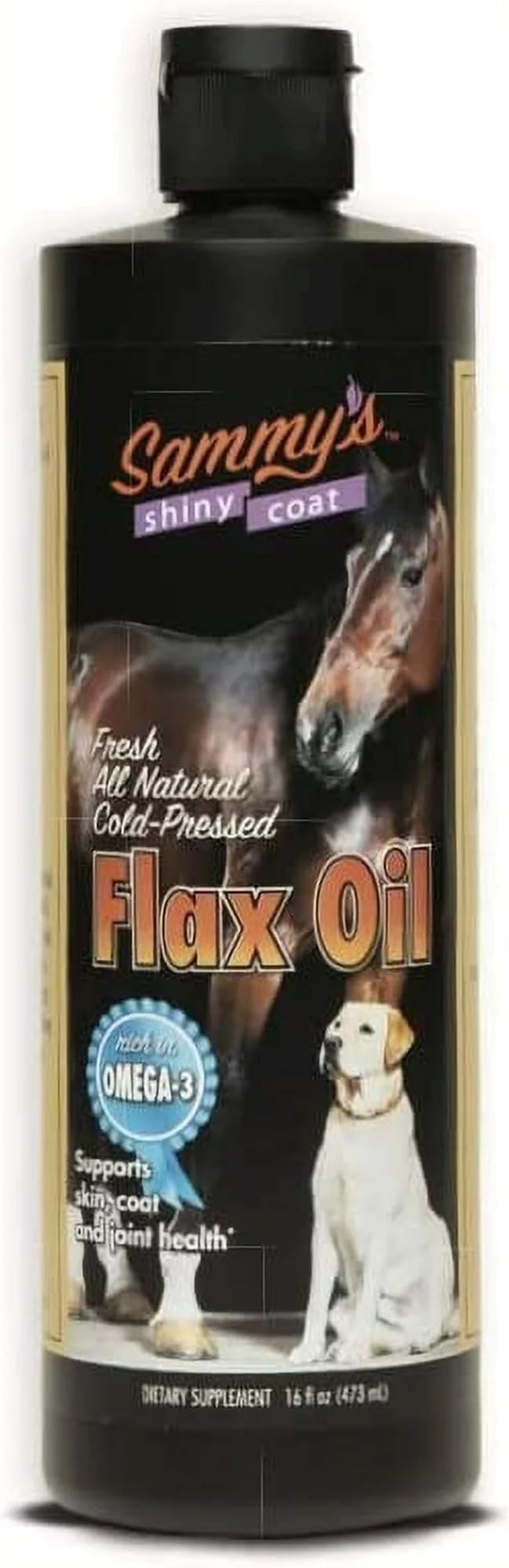 Sammy’s™ Shiny Coat Flaxseed Oil for Pets, Pure Flax Oil for Animals, Omega-3 Fatty Acids for Dogs, Flaxseed Oil Liquid Supplement for Skin and Coat, Flaxseed for Dogs, Cats, Other Pets - 16 oz