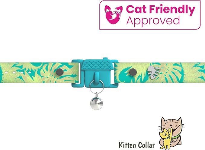 Kittyrama Botanicals Jungle Kitten Collar. Award Winning. Hypoallergenic, Quick Release Breakaway, Comfy & Soft. Vet Approved. Other Styles Available
